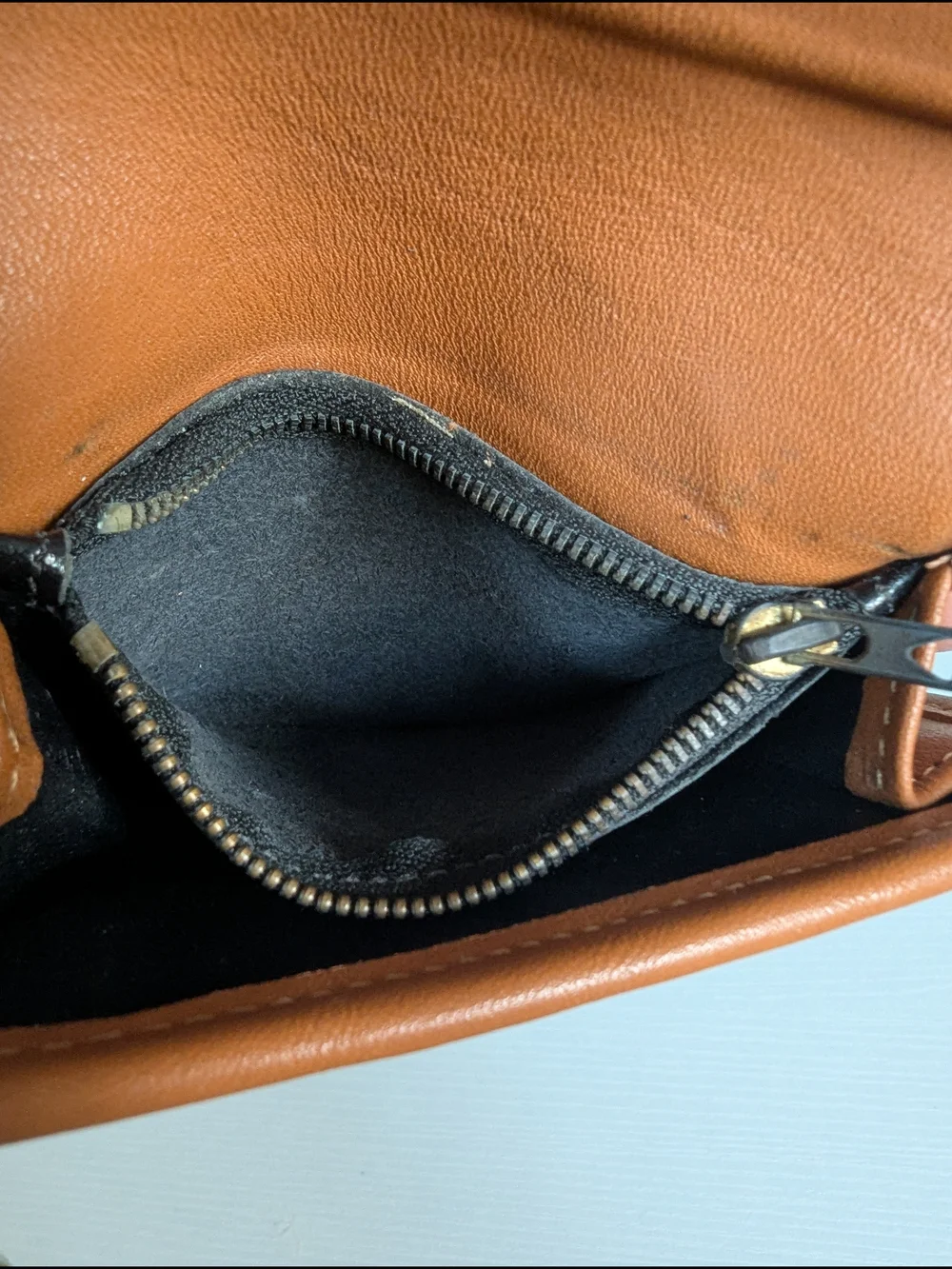Coach Tan Leather Wallet with Gold Chain